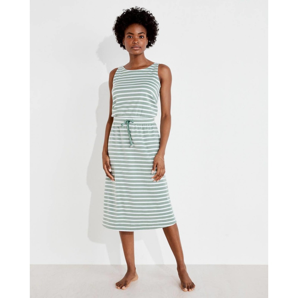 Talbots Haven Well Within Willow Green Organic Cotton Interlock Striped Dress